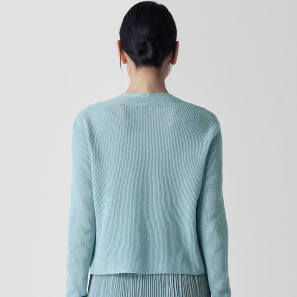 Eileen Fisher Organic Linen Cotton Cropped Cardigan - Picture 7 of 8